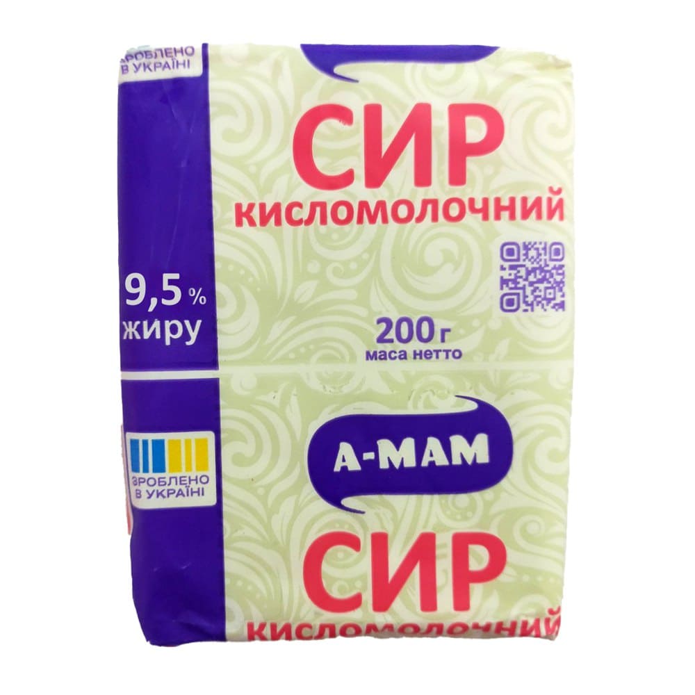 Сир кисломолочний А-МАМ, 9,5% жирності, 200 г
